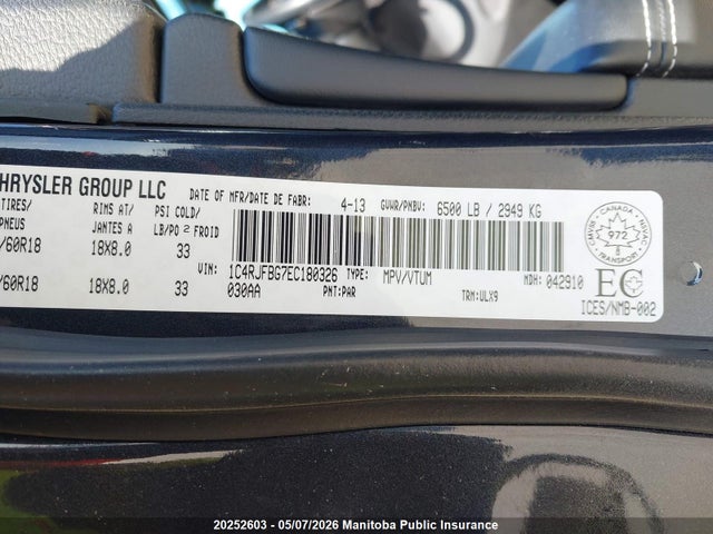 Aukcja sprzedaży 2014 Jeep Grand Cherokee Limited, vin: 1C4RJFBG7EC180326, numer aukcji: 20252603