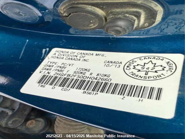 Aukcja sprzedaży 2013 Honda Civic Ex, vin: 2HGFB2F50DH042660, numer aukcji: 20252623