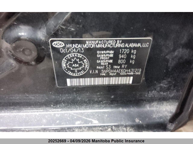Продаж на аукціоні авто 2013 Hyundai Elantra Limited, vin: 5NPDH4AE6DH431219, номер лоту: 20252669