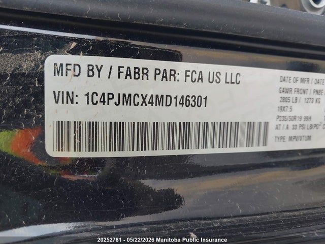 Aukcja sprzedaży 2021 Jeep Cherokee North, vin: 1C4PJMCX4MD146301, numer aukcji: 20252781