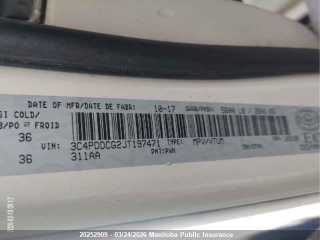 Aukcja sprzedaży 2018 Dodge Journey Gt, vin: 3C4PDDCG2JT197471, numer aukcji: 20252909