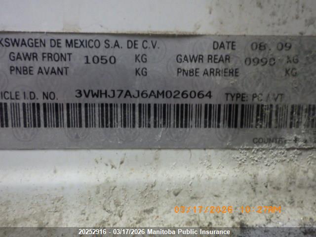 Aukcja sprzedaży 2010 Volkswagen Jetta 2.0 Tsi Wolfsburg, vin: 3VWHJ7AJ6AM026064, numer aukcji: 20252916