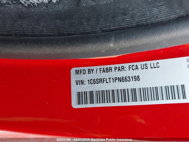 1C6SRFLT1PN663198 Dodge Ram 1500 Rebel Crew Cab