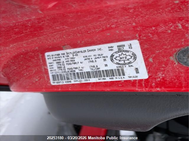 Aukcja sprzedaży 2003 Dodge Ram 1500 Laramie Quad Cab, vin: 1D7HU18N03J610630, numer aukcji: 20253180