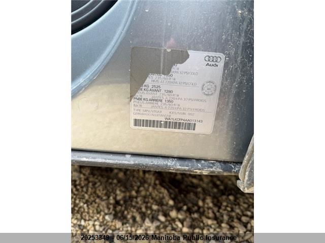 Продажа на аукционе авто 2010 Audi Q5 V6, vin: WA1LKCFP4AA013143, номер лота: 20253349