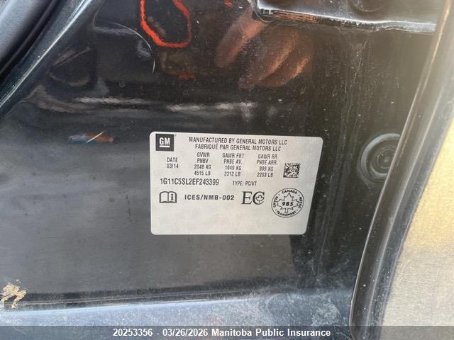 Продажа на аукционе авто 2014 Chevrolet Malibu Lt, vin: 1G11C5SL2EF243399, номер лота: 20253356