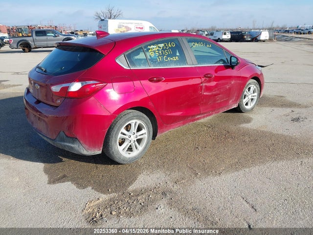 2017 Chevrolet Cruze Lt მანქანა იყიდება აუქციონზე, vin: 3G1BE6SM9HS537511, აუქციონის ნომერი: 20253360