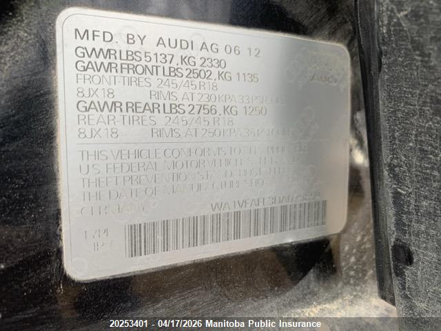 Продаж на аукціоні авто 2013 Audi A4 2.0t Allroad Quattro, vin: WA1VFAFL3DA075894, номер лоту: 20253401