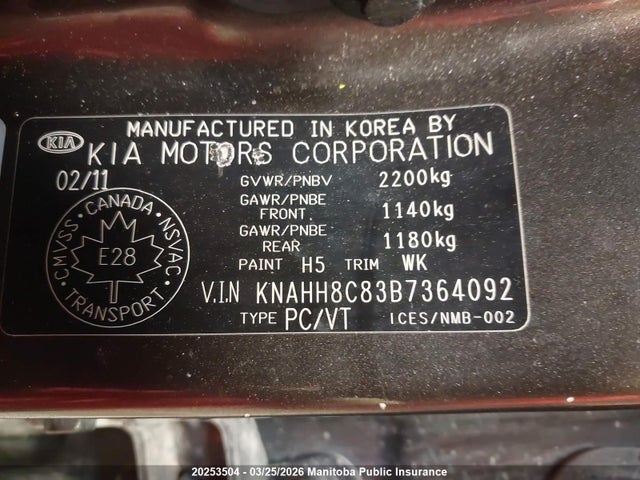 Продаж на аукціоні авто 2011 Kia Rondo Ex, vin: KNAHH8C83B7364092, номер лоту: 20253504