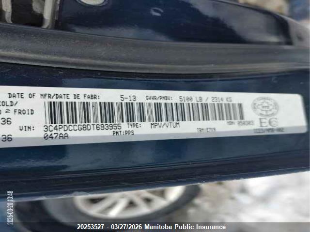 Aukcja sprzedaży 2013 Dodge Journey Sxt, vin: 3C4PDCCG8DT693955, numer aukcji: 20253527