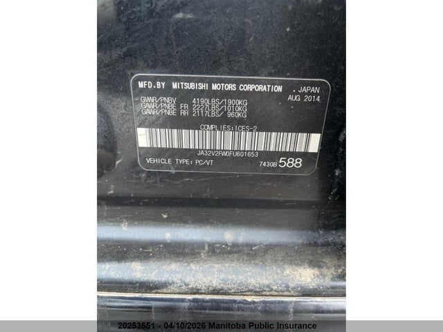 20253551 :رقم المزاد ، JA32V2FW0FU601653 vin ، 2015 Mitsubishi Lancer Gt مزاد بيع