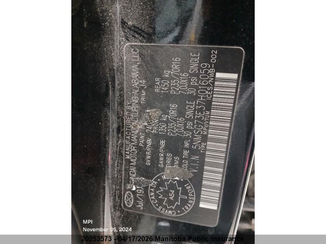 20253573 :رقم المزاد ، 5NMSG73E37H016059 vin ، 2007 Hyundai Santa Fe Gl مزاد بيع