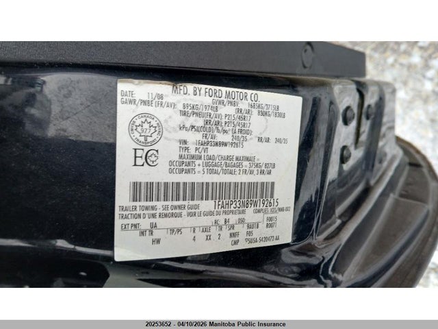 Продажа на аукционе авто 2009 Ford Focus Ses, vin: 1FAHP33N89W192615, номер лота: 20253652
