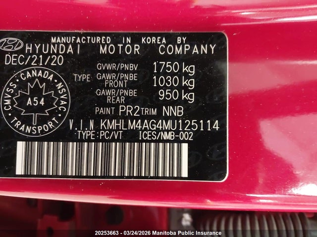 KMHLM4AG4MU125114 Hyundai Elantra Preferred