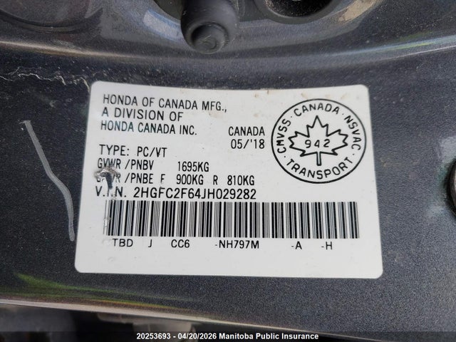 2HGFC2F64JH029282 Honda Civic Lx