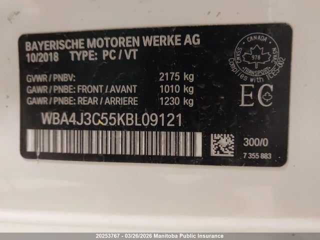 WBA4J3C55KBL09121 BMW 430i Xdrive Gran Coupe