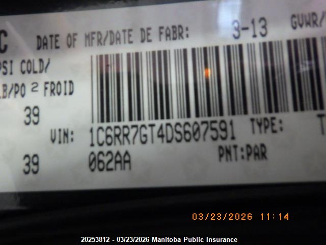Продаж на аукціоні авто 2013 Dodge Ram 1500 Slt Quad Cab, vin: 1C6RR7GT4DS607591, номер лоту: 20253812