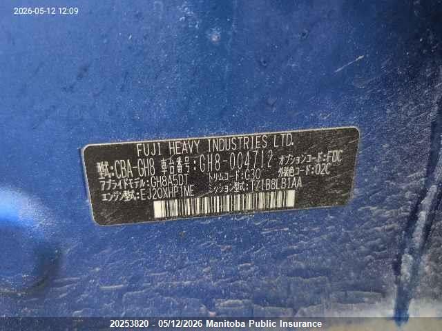 2008 Subaru Impreza Wrx მანქანა იყიდება აუქციონზე, vin: GH8004712, აუქციონის ნომერი: 20253820