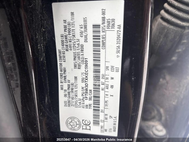Продажа на аукционе авто 2019 Ford F350 Sd Lariat Crew Cab, vin: 1FT8W3DTXKEC59091, номер лота: 20253847