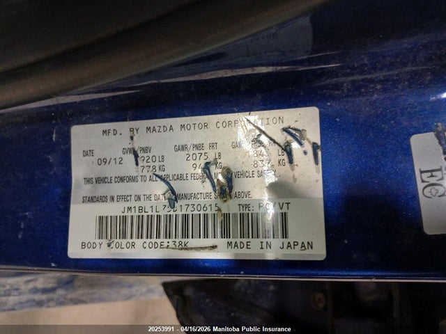 2013 Mazda Mazda3 Sport Gs Sky მანქანა იყიდება აუქციონზე, vin: JM1BL1L75D1730615, აუქციონის ნომერი: 20253991
