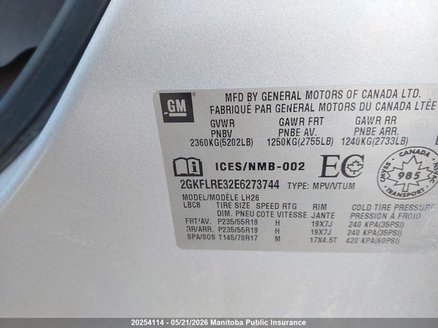 Aukcja sprzedaży 2014 Gmc Terrain Sle V6, vin: 2GKFLRE32E6273744, numer aukcji: 20254114