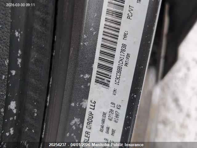 20254237 :رقم المزاد ، 1C3CCBBB1CN117838 vin ، 2012 Chrysler 200 Touring مزاد بيع