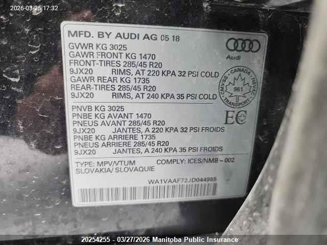 WA1VAAF72JD044955 Audi Q7 V6
