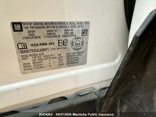 3GKALTEV5JL249811 GMC Terrain Sle