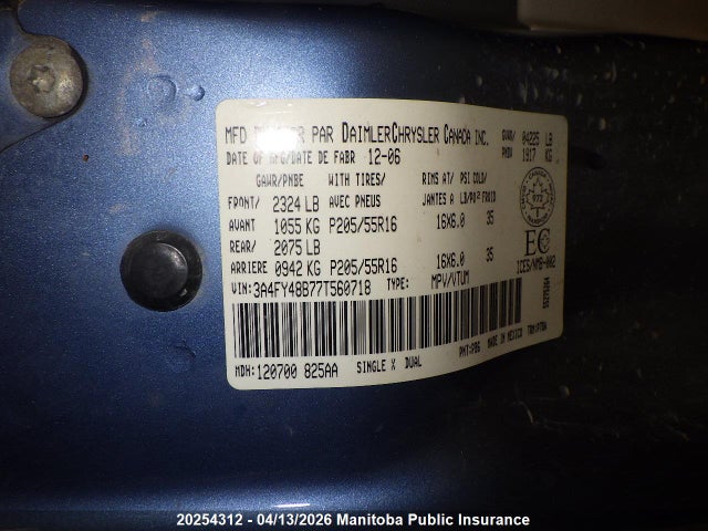 Aukcja sprzedaży 2007 Chrysler Pt Cruiser, vin: 3A4FY48B77T560718, numer aukcji: 20254312