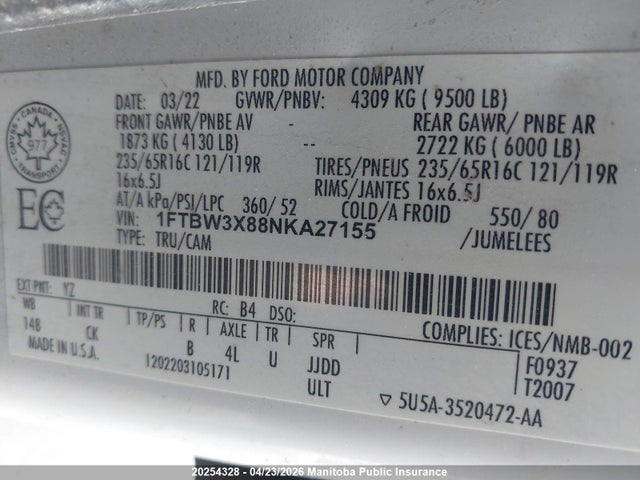 1FTBW3X88NKA27155 Ford Transit 350 Wb 148 Cargo Van