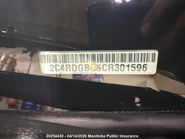 20254430 :رقم المزاد ، 2C4RDGBG5CR301596 vin ، 2012 Dodge Grand Caravan Sxt مزاد بيع