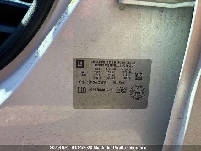 1G1BG5SM3G7295056 Chevrolet Cruze Premier Turbo