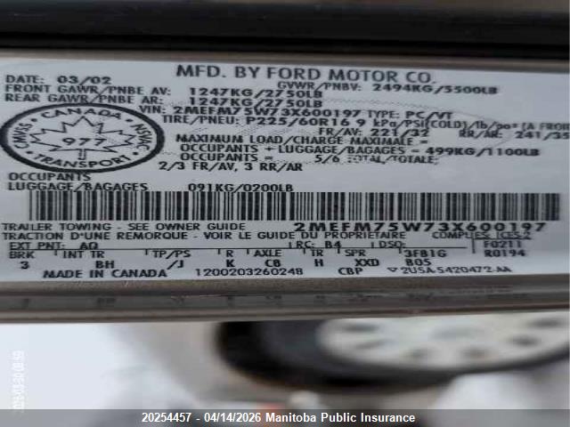 Aukcja sprzedaży 2003 Mercury Grand Marquis Ls, vin: 2MEFM75W73X600197, numer aukcji: 20254457