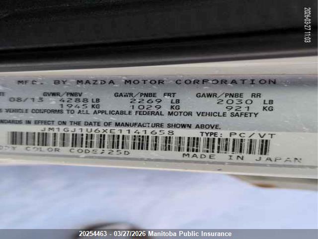 JM1GJ1U6XE1141658 Mazda 6 Mazda Gx