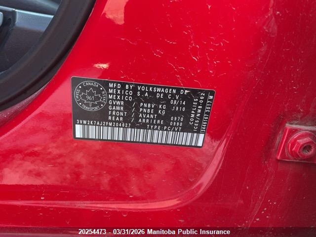 20254473 :رقم المزاد ، 3VW2K7AJ2FM204627 vin ، 2015 Volkswagen Jetta 2.0 مزاد بيع