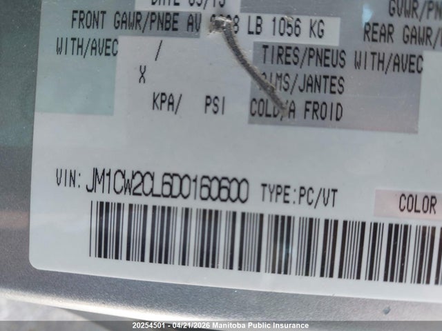 2013 Mazda Mazda5 Gs მანქანა იყიდება აუქციონზე, vin: JM1CW2CL6D0160600, აუქციონის ნომერი: 20254501