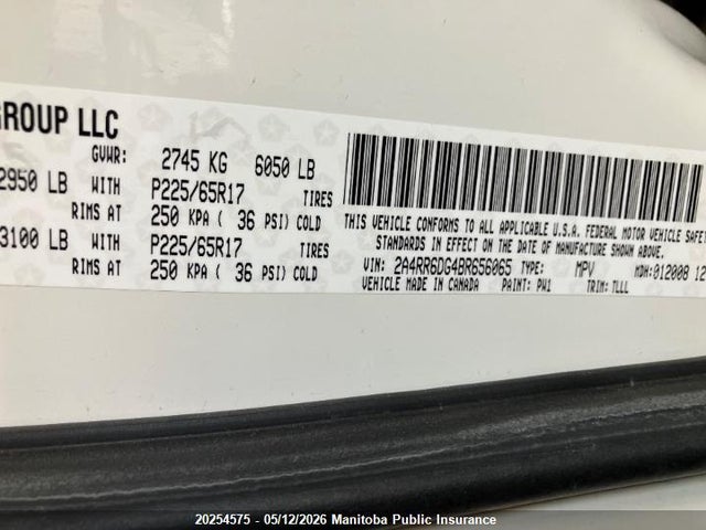 Продажа на аукционе авто 2011 Chrysler Town & Country Limited, vin: 2A4RR6DG4BR656065, номер лота: 20254575