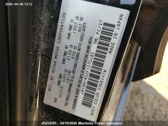 JM1BM1M32F1270485 Mazda Mazda3 Sport Gt Sky