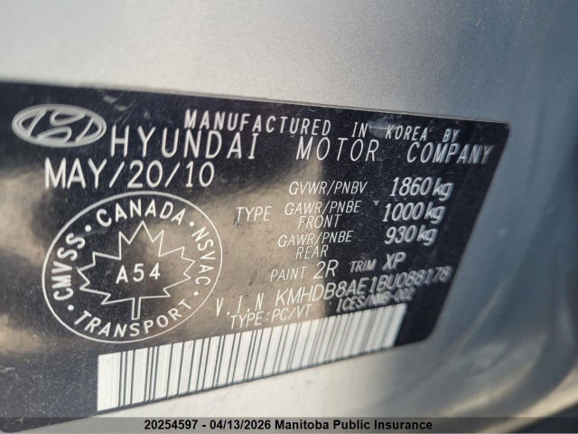Продаж на аукціоні авто 2011 Hyundai Elantra Touring Gls, vin: KMHDB8AE1BU088178, номер лоту: 20254597