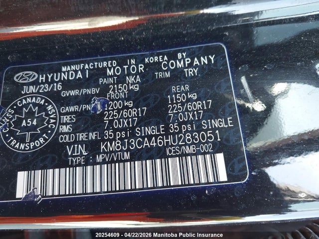 2017 Hyundai Tucson მანქანა იყიდება აუქციონზე, vin: KM8J3CA46HU283051, აუქციონის ნომერი: 20254609