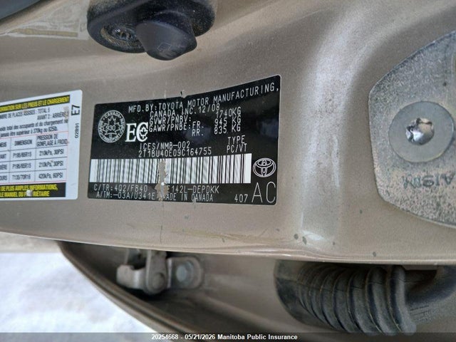 20254668 :رقم المزاد ، 2T1BU40E09C164755 vin ، 2009 Toyota Corolla Ce مزاد بيع