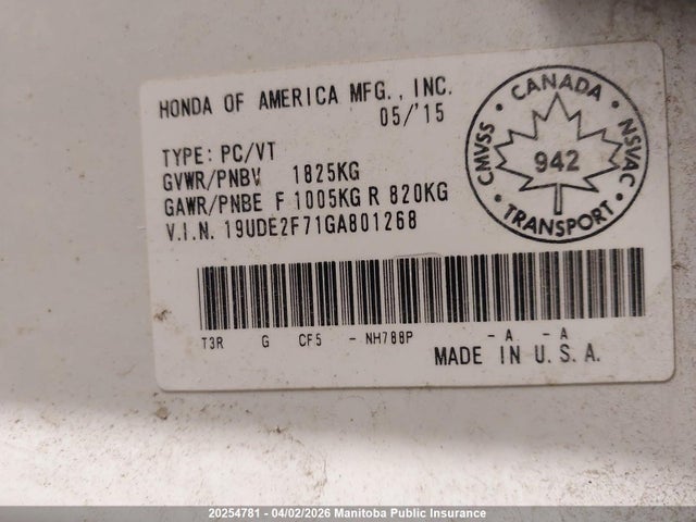 19UDE2F71GA801268 Acura ILX