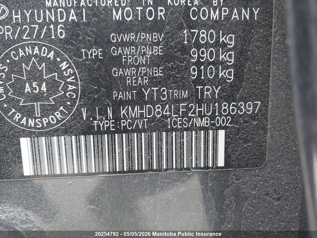 2017 Hyundai Elantra Gl მანქანა იყიდება აუქციონზე, vin: KMHD84LF2HU186397, აუქციონის ნომერი: 20254792
