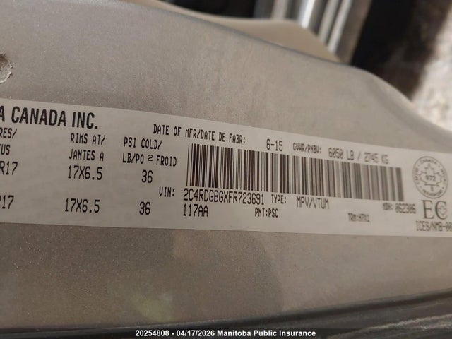2C4RDGBGXFR723691 Dodge Grand Caravan Se