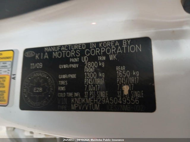 Aukcja sprzedaży 2010 Kia Borrego Lx V8, vin: KNDKMEH29A5049556, numer aukcji: 20254853