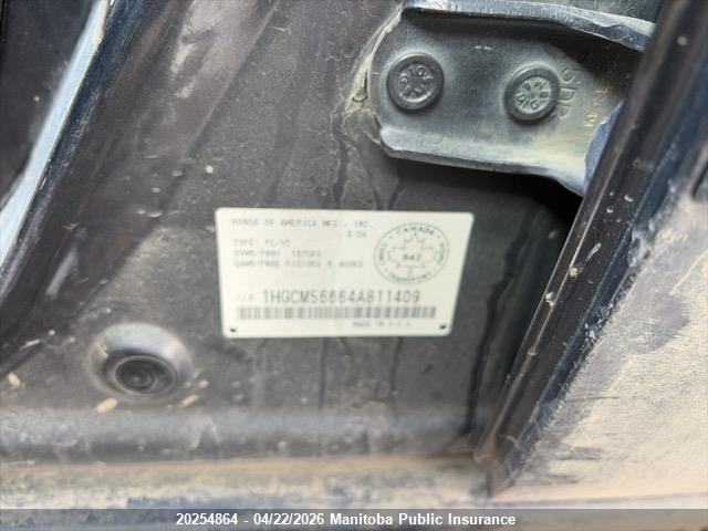 Aukcja sprzedaży 2004 Honda Accord Ex, vin: 1HGCM56664A811409, numer aukcji: 20254864