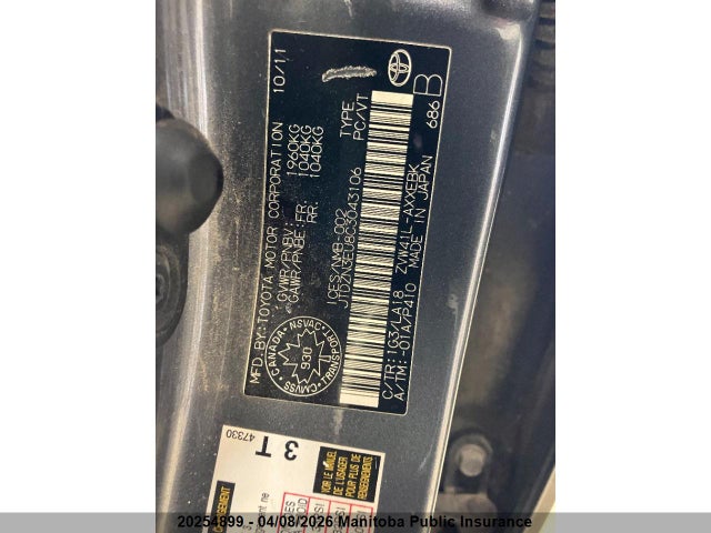 20254899 :رقم المزاد ، JTDZN3EU8C3043106 vin ، 2012 Toyota Prius V مزاد بيع