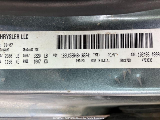 2008 Dodge Avenger Sxt V6 მანქანა იყიდება აუქციონზე, vin: 1B3LC56R48N166741, აუქციონის ნომერი: 20254934