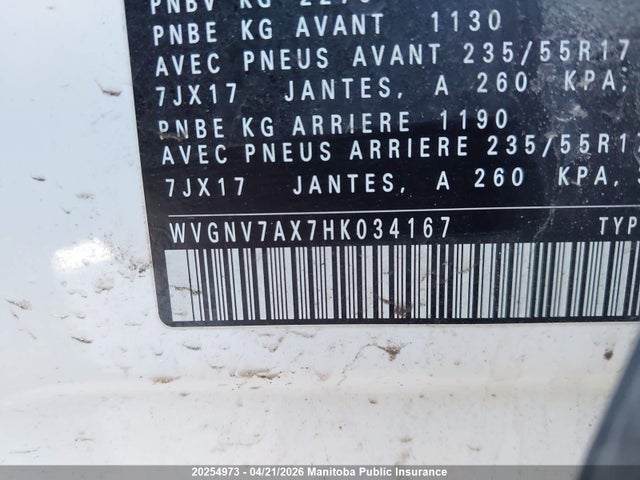 WVGNV7AX7HK034167 Volkswagen Tiguan 2.0 Tsi