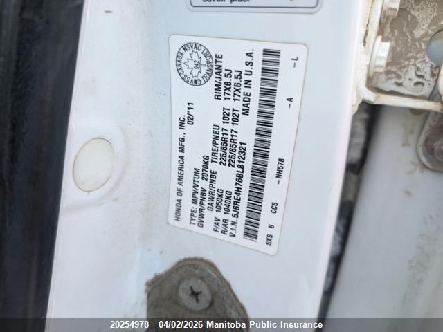 Aukcja sprzedaży 2011 Honda Cr-v Ex-l, vin: 5J6RE4H76BL812321, numer aukcji: 20254978
